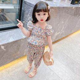Clothing Sets 2pcs/set 2024 Children Clothes Floral Tshirt Pants For Girls Casual Style Big Summer Kids Tracksuit