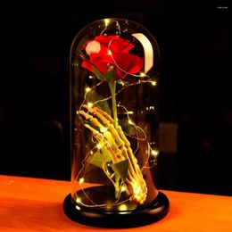 Decorative Flowers Ornaments Imitation Roses Artificial Immortal Glass Cover Micro-landscape Valentine's Day Gifts