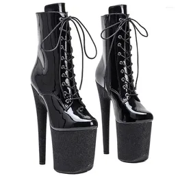 Dance Shoes Auman Ale 20CM/8inches PU Upper Sexy Exotic High Heel Platform Party Women Round Toe Ankle Boots Pole 200