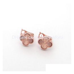 Clip-On & Screw Back Luxury Designer Earrings Four-Leaf Clover Womens Fashion 18K Gold Earring Jewellery Drop Delivery Dhi3B