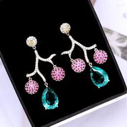 Dangle Earrings Ruifan Multifolor Zirconia Shine Waterdrop Rhinestone Crystal Statement Drop For Women Fashion Jewelry YEA333