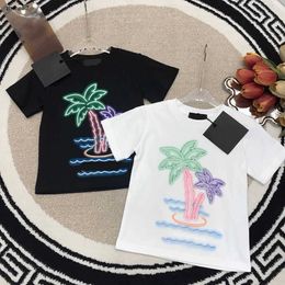 Top child T-shirt Colorful coconut tree pattern baby tshirt Size 100-150 CM designer baby clothes summer boys girls Short Sleeve tees 24Mar