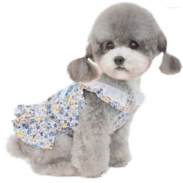 Dog Apparel Cute Floral Dress Summer Cat Clothes Puppy Skirt Yorkshire Chihuahua Pomeranian Maltese Poodle Costume Clothing