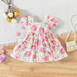 Girl's Dresses (0-3 Year Old Girl) Summer New Baby Girl Dress ChildrenS Clothing Bubble Sleeve Bow Flower Sweet Princess Dress Birthday Party