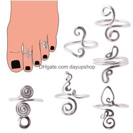 Band Rings 361L Surgical Steel Knuckle Foot Ring Open Toe For Women Summer Beach Vacation Girls Finger Heart Adjustable Size Drop Deli Otuhz