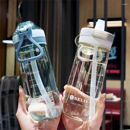 Water Bottles 650ML Portable Sports Bottle With Straw Leakproof Gym Drink Mugs BPA Free Kids Drinking Cup