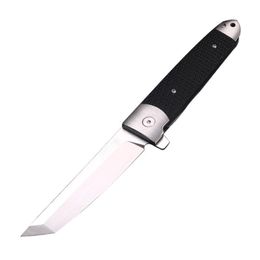 High Quality CL Flipper Folding Blade Knife 440C Satin Tanto Blade Rubber with Steel Handle Outdoor Camping Hiking Survival EDC Pocket Knives