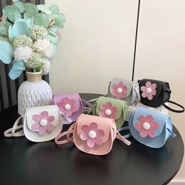 Backpacks Cute childrens mini bag baby small handbag toddler girl multi-color flower cross shaped bag 1-7Y d240516