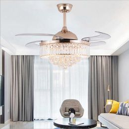 42/36 Living Fans Light Invisible Inch Ceiling Remote Fan Chandeliers Blades Room Bedroom Lamp Pendant Modern Contr Iroxl