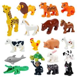 Other Toys Large size building block animal accessories compatible with Duplo rabbit fish bear chicken pig duck dog cat horse cow sheep toy gifts S245163 S245163