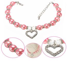 Bling Rhinestone Cat Dog Collar Pearl Necklace Alloy Diamond Puppy Pet Collars Leashes For Dogs Mascotas Dog Accessories7064152
