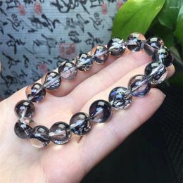 Decorative Figurines Natural Black Phoenix Feather Quartz Bracelet Fashion Energy Stone Reiki Healing Crystal Strand Yoga Gift 1PCS 12MM