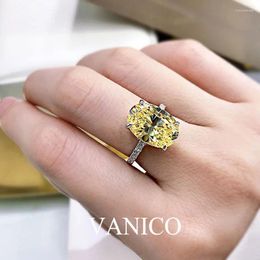 Cluster Rings Oval Radiant Cut Yellow Diamond For Women 925 Sterling Silver Classic Cubic Zirconia Engagement Promise Ring