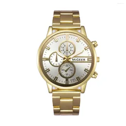 Wristwatches Men'S High-End Luxury Gold Quartz Watch Fashion Male Crystal Stainless Steel Analogue Wrist Design Sense