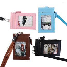 Card Holders Office School Supplies Mini Wallet Student Neck Strap Bus Cards Cover Coin Purse Badge Holder ID With Lanyard