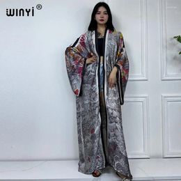 Kimono Africa Print Kaftans Beach Wear Cover-ups Elegant Cardigan Sexy Holiday Outfits For Women Swimwear Abaya