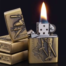 Jt6199 Kerosene Lighter, Old Vintage Metal Windproof Cigarette Lighter, Cigarette Set Wholesale