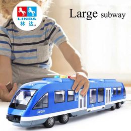 Diecast Model Cars Super large 45CM subway toy model train simulation light rail train and light music boy childrens toy car model WX