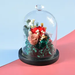 Decorative Flowers Home Decor Wedding Led Eternal Rose In Glass Dome Dried Valentine's Day Present Colorful Ornamen For Table Decoration