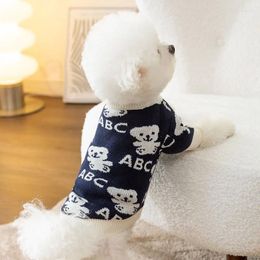 Dog Apparel Knitted Letter Clothes Cartoon Bear Sweaters Dogs Clothing Fashion Casual Thick Warm Blue Costume Autumn Winter Ropa Perro