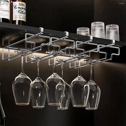 Kitchen Storage 1 Pc/2 Pcs Hanging Wine Glass Rack No Drilling Carbon Steel Goblet Cabinet Suitable For Bar