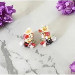 Dangle Earrings Fairy Fabric Silk Flower Long Elegant Beads Tassel Fashion For Women Chic Jewellery Gif