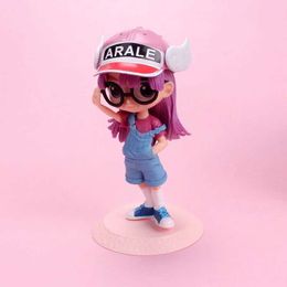 Action Toy Figures 14cm Anime Pink Q Edition Denim Strap Pants Cute Girl baseball cap Cartoon PVC Action Figure Model Toy Y240516