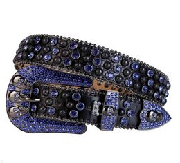 Cowboy men black studded belt removable big skull belt buckle sapphire cowgirl bling rhintone belt for jeans factory wholale9481506