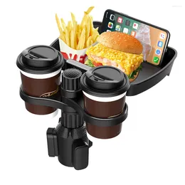 Plates Multifunctional Car Cup Holder Tray 360° Rotating Adjustable Expander Adapter Table For Snack Bottle