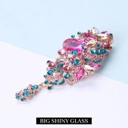 Brooches Beaut&Berry Trendy Colourful Crystal Large Glass For Women Unisex Rhinestone Pins Casual Party Accessories Gifts