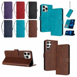 Plain PU Leather Wallet Cases For Iphone 15 Pro Max 14 Plus 13 12 11 X XR XS 6 7 8 Fashion Luxury Business Frame Photo Card Slot Holder Kickstand Book Flip Pouch Purse Strap