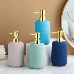Liquid Soap Dispenser Ceramic 500ML Lotion Bottle Emulsion Bottles Latex Bathroom Accessories Set Wedding Gift