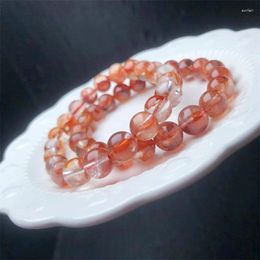 Decorative Figurines 8.5MM Natural Red Fire Quartz Hematoid Bracelet Healing Bead Special Women Man Year Gift 1Pcs