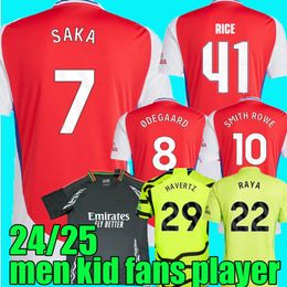 G.Jesus Saka Havertz Rice Soccer Jerseys 24 25 Smith Row Pre Match Special Odegaard Martinelli Nketiah 2024 2025 футбольные комплекты рубашка Men Child