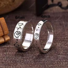 Fashion Wedding Rings For Mens Designer Earing Skull Jewelry Luxurys Silver Love Earrings Wide Edge Engraved Size 5 9 10 11 Width 4mm 6 261u