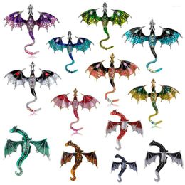 Brooches Selling Enamel Dragon Brooch Colorful Shiny Rhinestones Flying Animals Pterodactyl Wyvern Party Office Women Men Pin Gifts