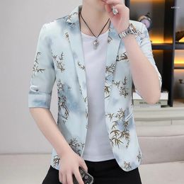 Men's Suits 2024 Chinese Style Summer Suit Jacket Men Fashion Half Sleeve Blazers Casual Business Jackets Hairstylist Dress Coats