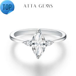 Rings Attagems 2023 Marquise 1ct Moissanite Ring Pure 10k 14k Real Gold Rings for Women Men Anniversary Fine Jewellery Wedding Gift