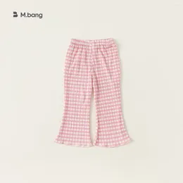 Trousers Girls Pant 2024 Korean Style Plaid Bell Bottoms Slacks Summer Children Casual Pants Cute Pink Soft