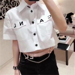 women Shirts designer blouse womens fashion luxury solid color letter print graphic short sleeve shirts casual simple short atmospheric cardigan buttons coat