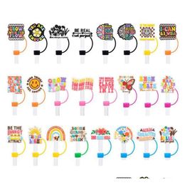 Drinking Straws 10Mm Sile St Cap Ers Cartoon Dust Plug Sts Charms Toppers Decoration Party Drop Delivery Dhgdu