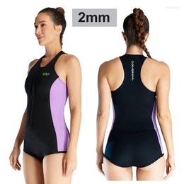 Women's Swimwear Shorty Wetsuit One Piece Sleeveless Front Zip 2mm Neoprene Thermal Swim Vest For Surfing Snorkelling Bathing Suit