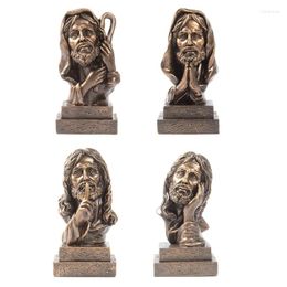 Decorative Figurines For Creative Resin Crafts Jesus Christ Head Bust Statue Antique Bronze Finish Meditation Praying Sculpture Collectible