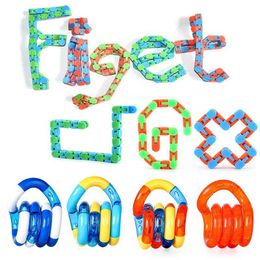 Decompression Toy Twisted Ring Magic Fidget Toy Strange Track Bicycle Chain Ring Anti Pressure Hand Rope Sensor Toy Autism Education Decompression Toy B240515