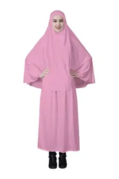 Ethnic Clothing Eid Ramadan Muslim Women Overhead Niqab Burqa Hijab Dress Set Abaya Khimar Kaftan Islamic Prayer Garment Arab Robe