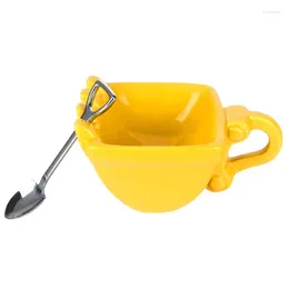 Mugs Excavator Mug Creative Kids Birthday Gift Ceramic Coffee Glass Funny Yellow Digging Machine Bucket Water Drink Teacup Cake Cup