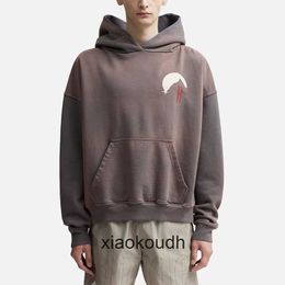 Rhude High end designer Hoodies for Moonlight Stamp Print High Street Vintage and Popular Mens and Womens Hooded Sweater With 1:1 original labels