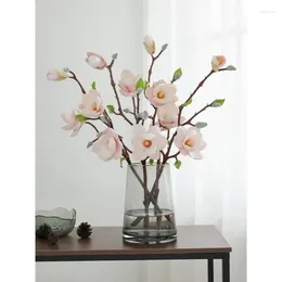 Decorative Flowers 1Pc Artificial Magnolia Flower Bouquet For Wedding Home Office Garden Bridal Decor Anniversary Party