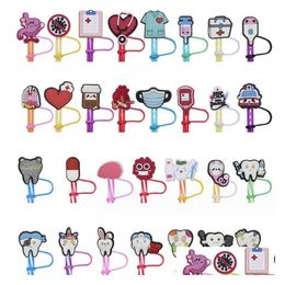 Drinking Straws Cartoon Doctor Tool Sts Toppers Cap Party Decoration Charms Pvc Drink Protection Er Drop Delivery Dhz7L