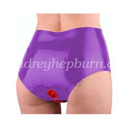 Latex Rubber Women Sexy Underwear Briefs Shorts With Double Hole fetish Party Size XS-XXL